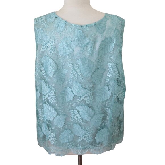 SUNNY CHOI 24K blue lace tank top NWT $465 sz 18 - Picture 2 of 5